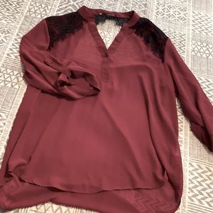 Maroon back cutout top
